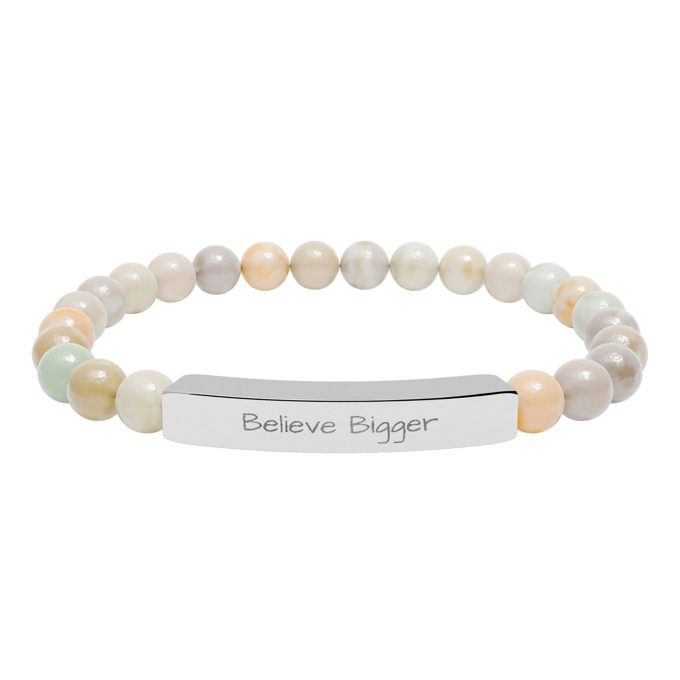 Natural Stone Stretch Bar Believe Bigger Bracelet