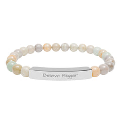 Natural Stone Stretch Bar Believe Bigger Bracelet