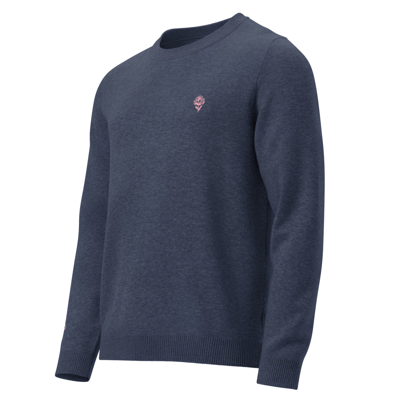 Foundation Unisex Knitted Crew Neck Sweater in Navy and Pink
