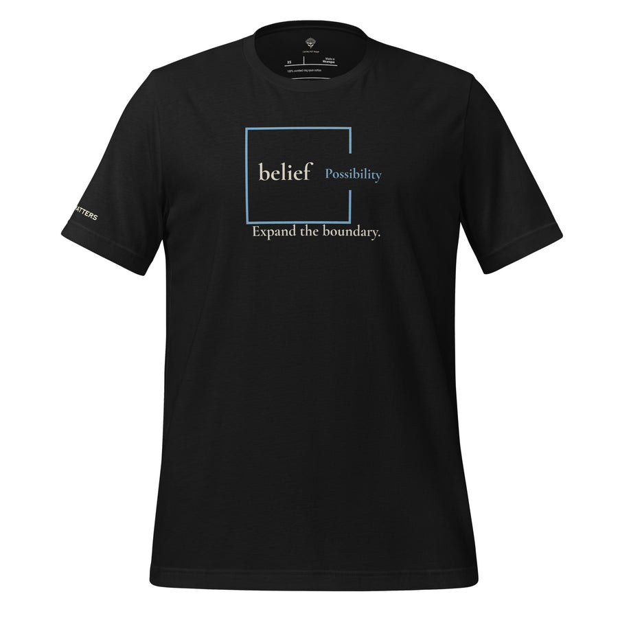 Belief and Possibility Unisex Tee in Blue